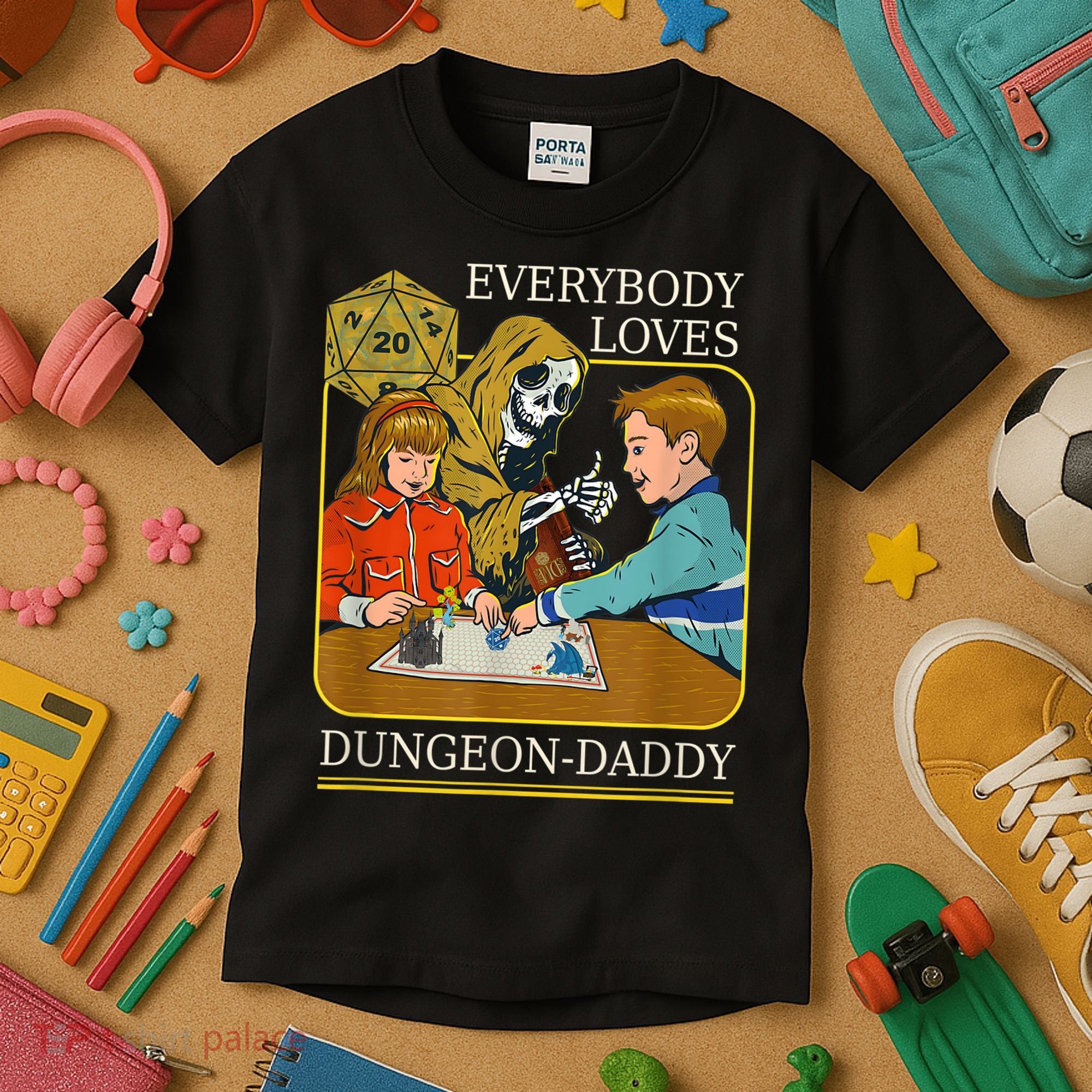 RPG D20 Dice Dungeon-Daddy Fantasy Pen and Paper Boardgame Kids T-Shirt