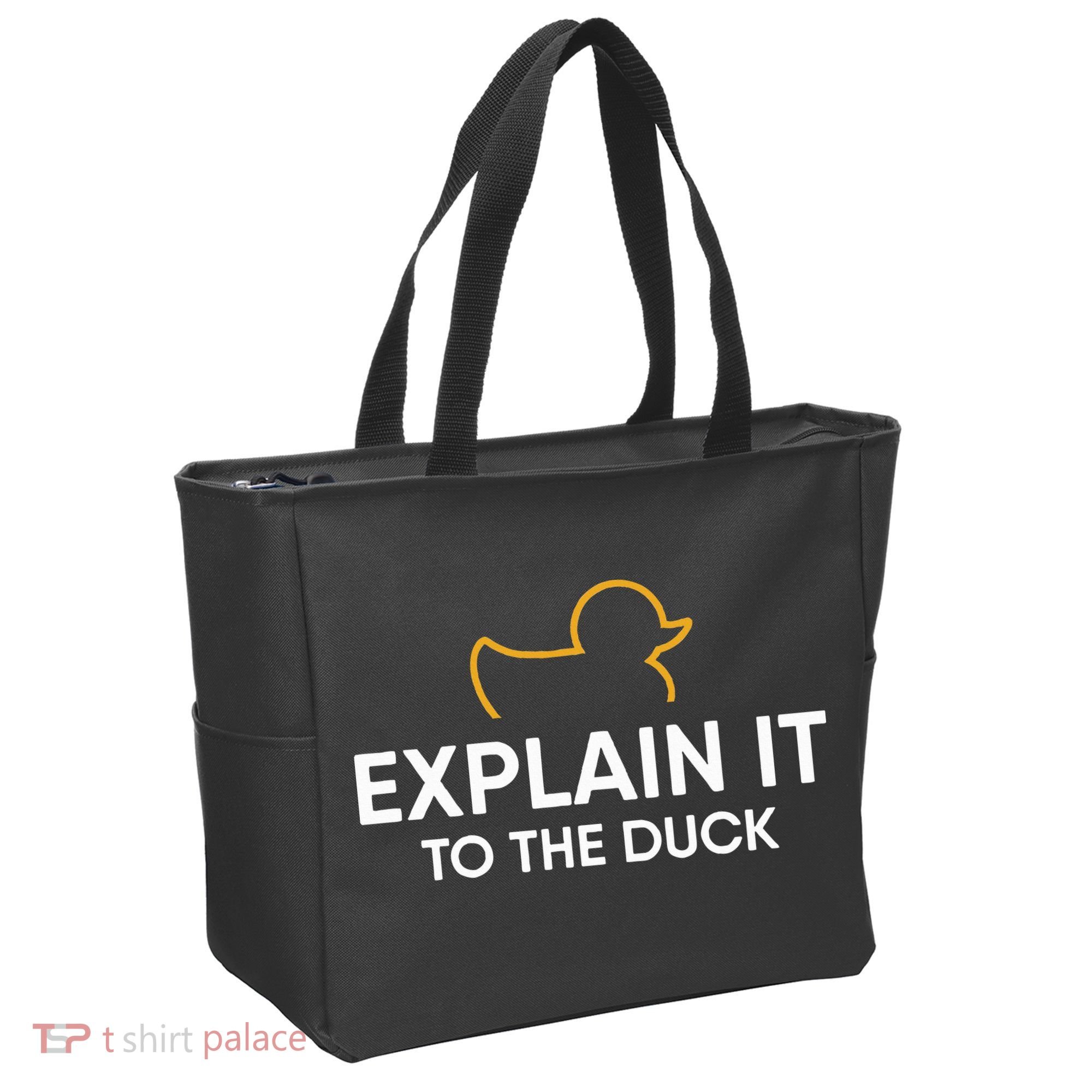Rubber Duck Debugging Explain It To The Duck Programmer  Tote Bag