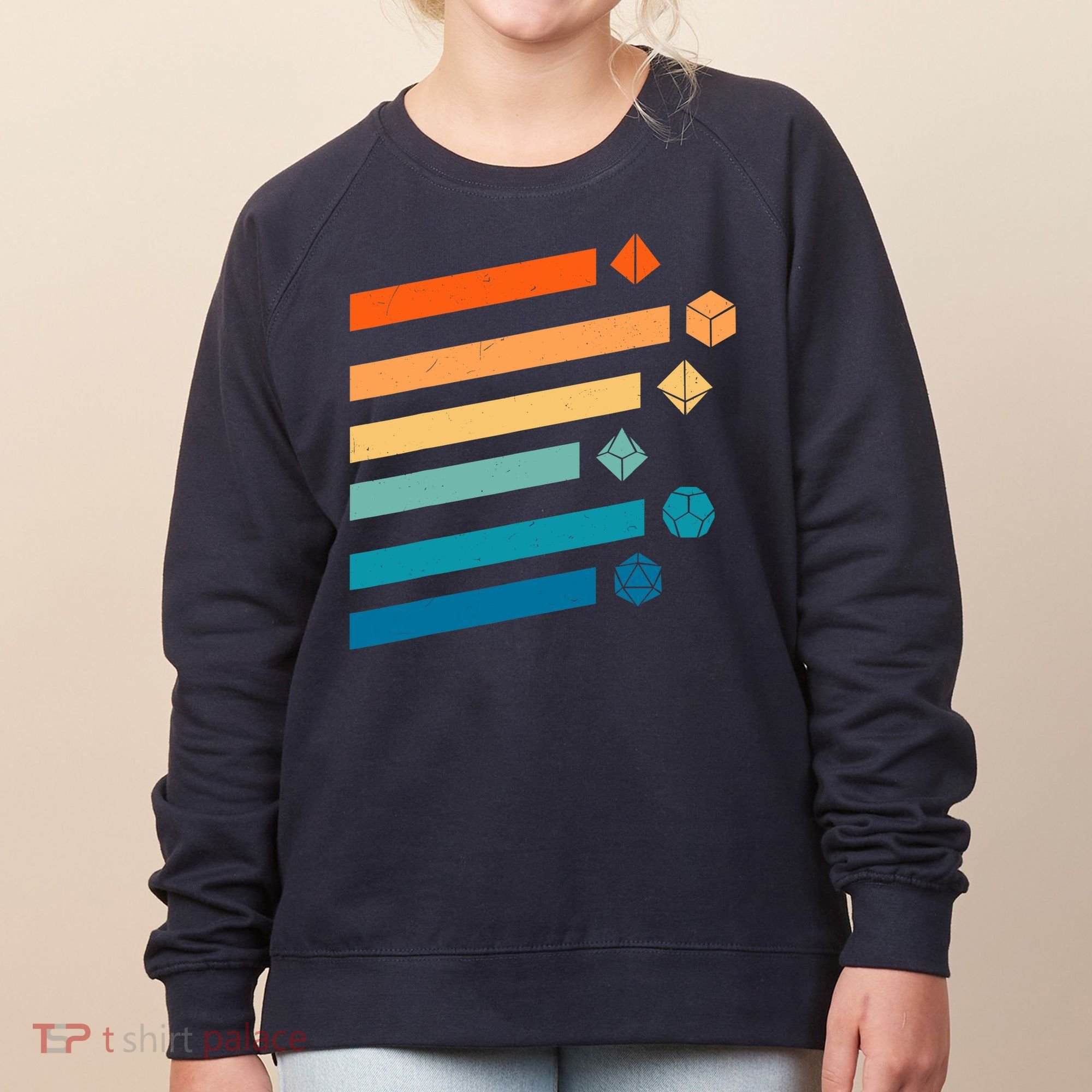 Retro Dungeons Dice D20 Dragons Fantasy Gaming Women's Sweatshirt