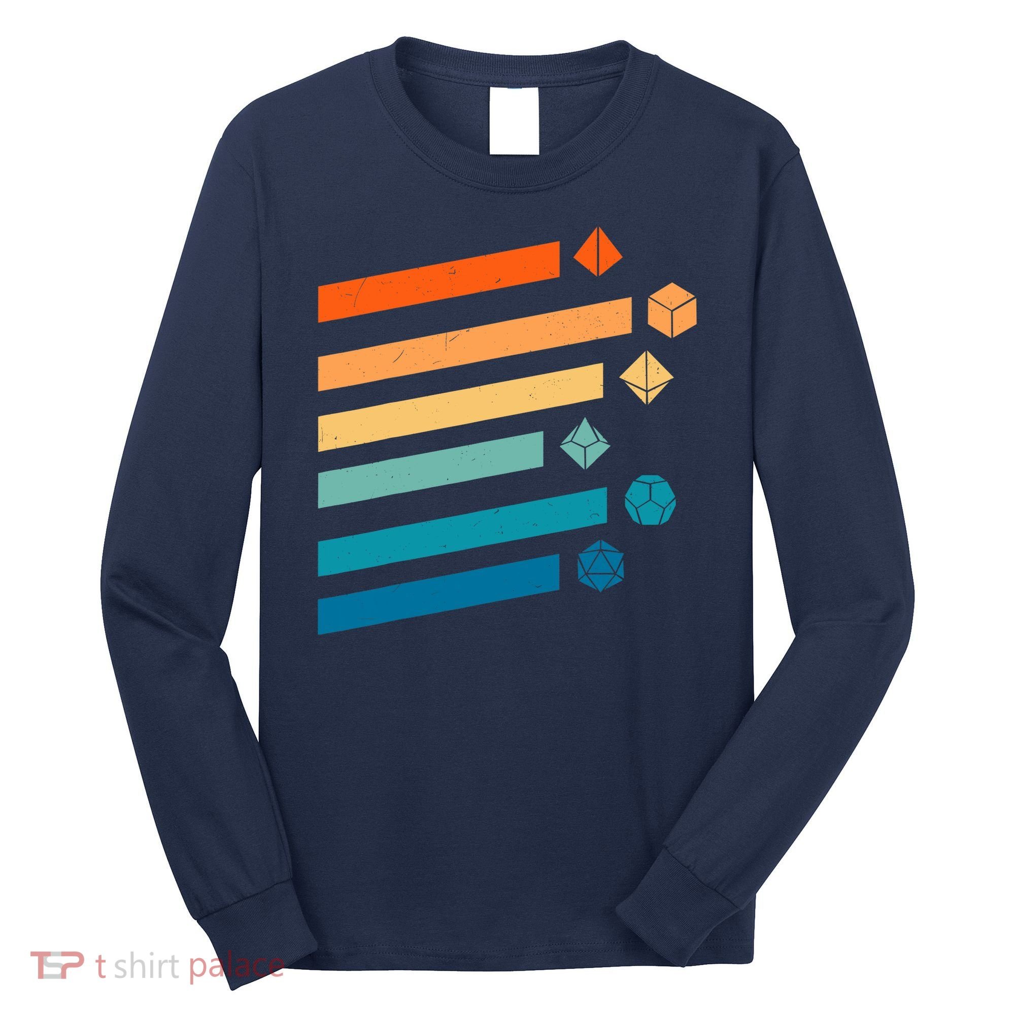 Retro Dungeons Dice D20 Dragons Fantasy Gaming Long Sleeve Shirt