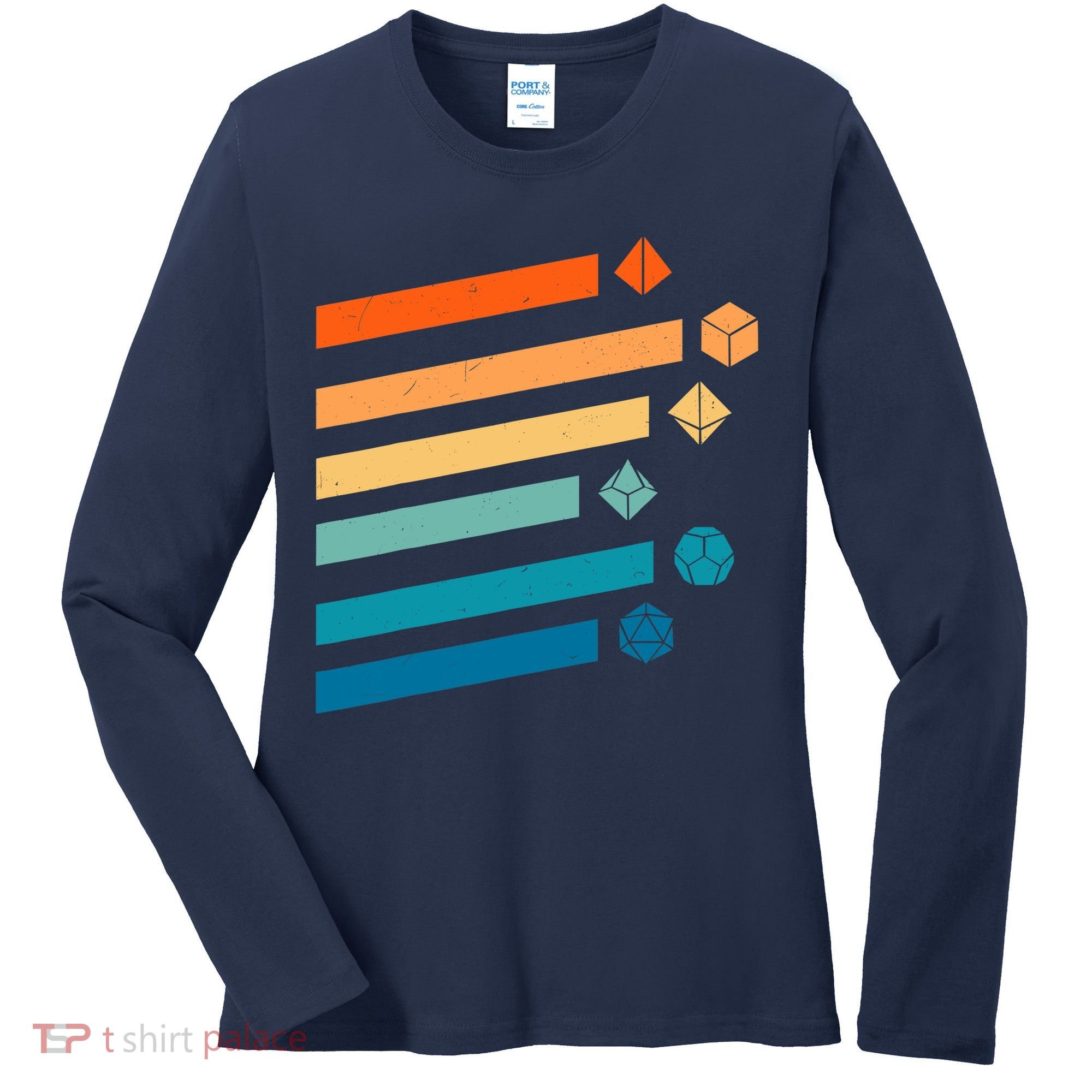Retro Dungeons Dice D20 Dragons Fantasy Gaming Women's Long Sleeve Shirt