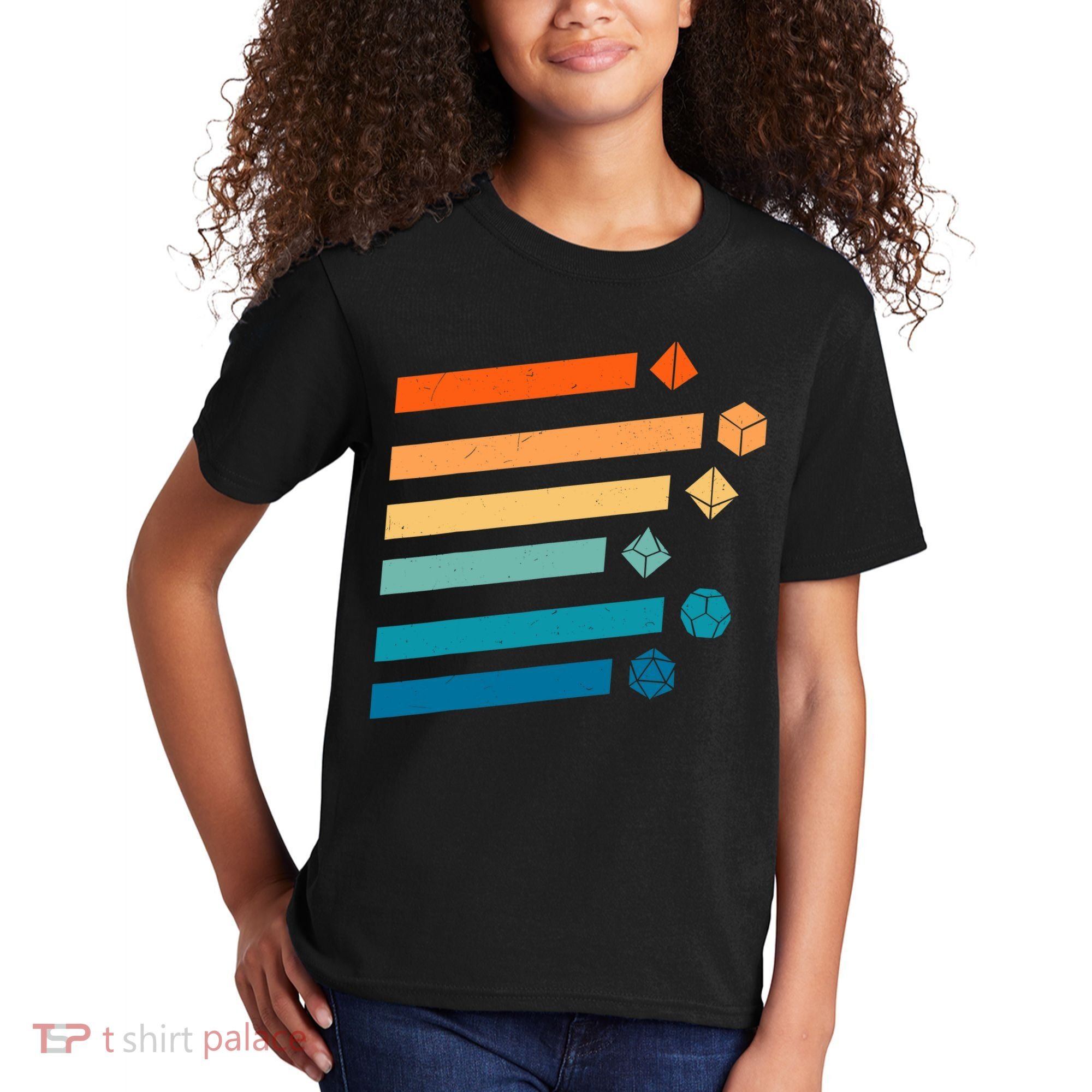 Retro Dungeons Dice D20 Dragons Fantasy Gaming Kids T-Shirt