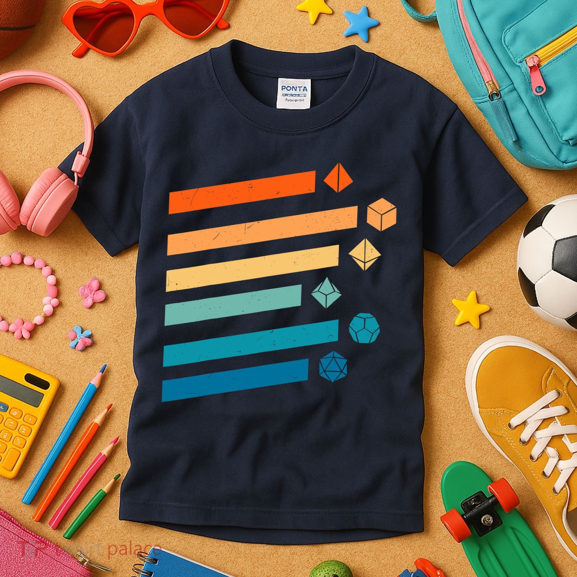 Retro Dungeons Dice D20 Dragons Fantasy Gaming Kids T-Shirt