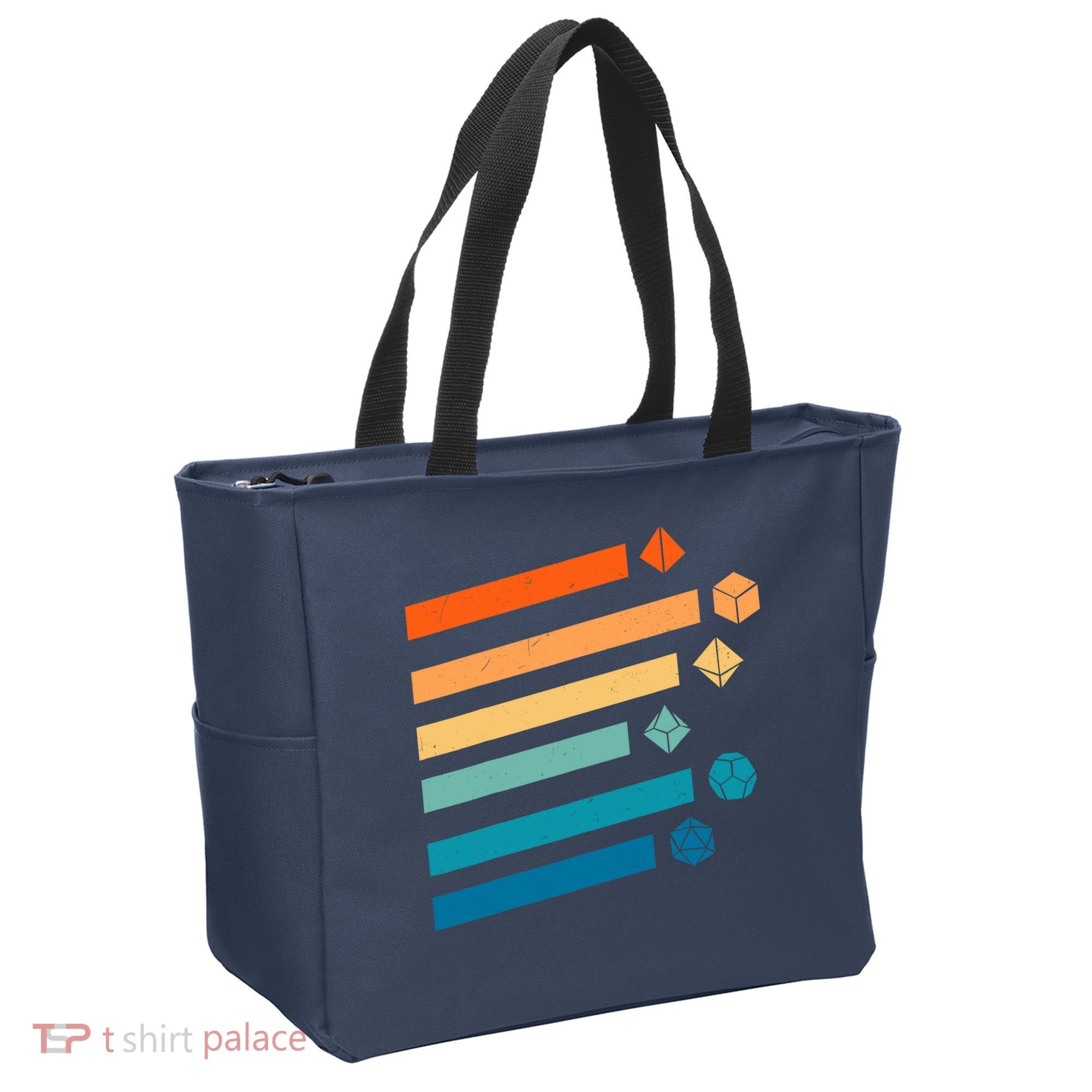 Retro Dungeons Dice D20 Dragons Fantasy Gaming Tote Bag
