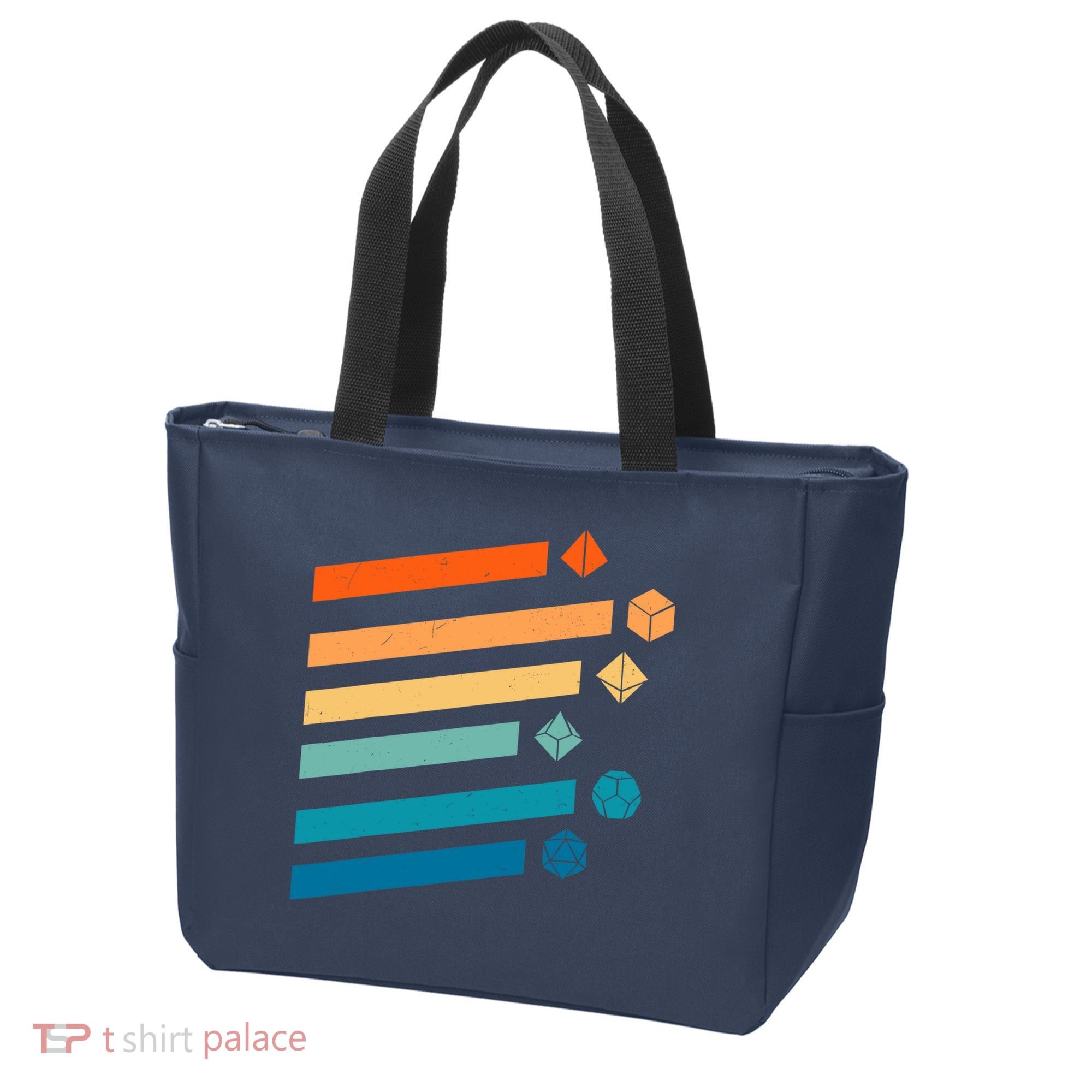 Retro Dungeons Dice D20 Dragons Fantasy Gaming Tote Bag