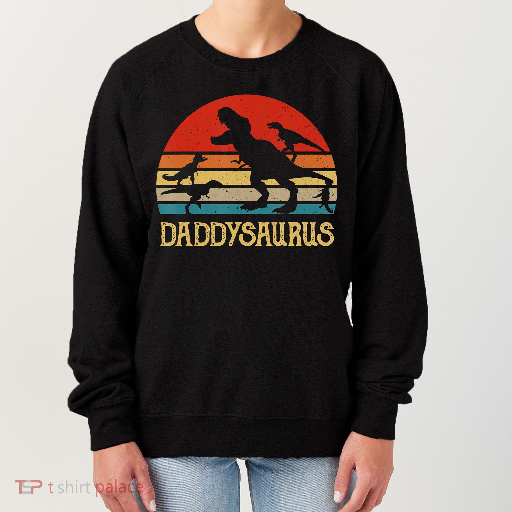 Retro Daddy Dinosaur Daddysaurus Fathers Day Women's Sweatshirt