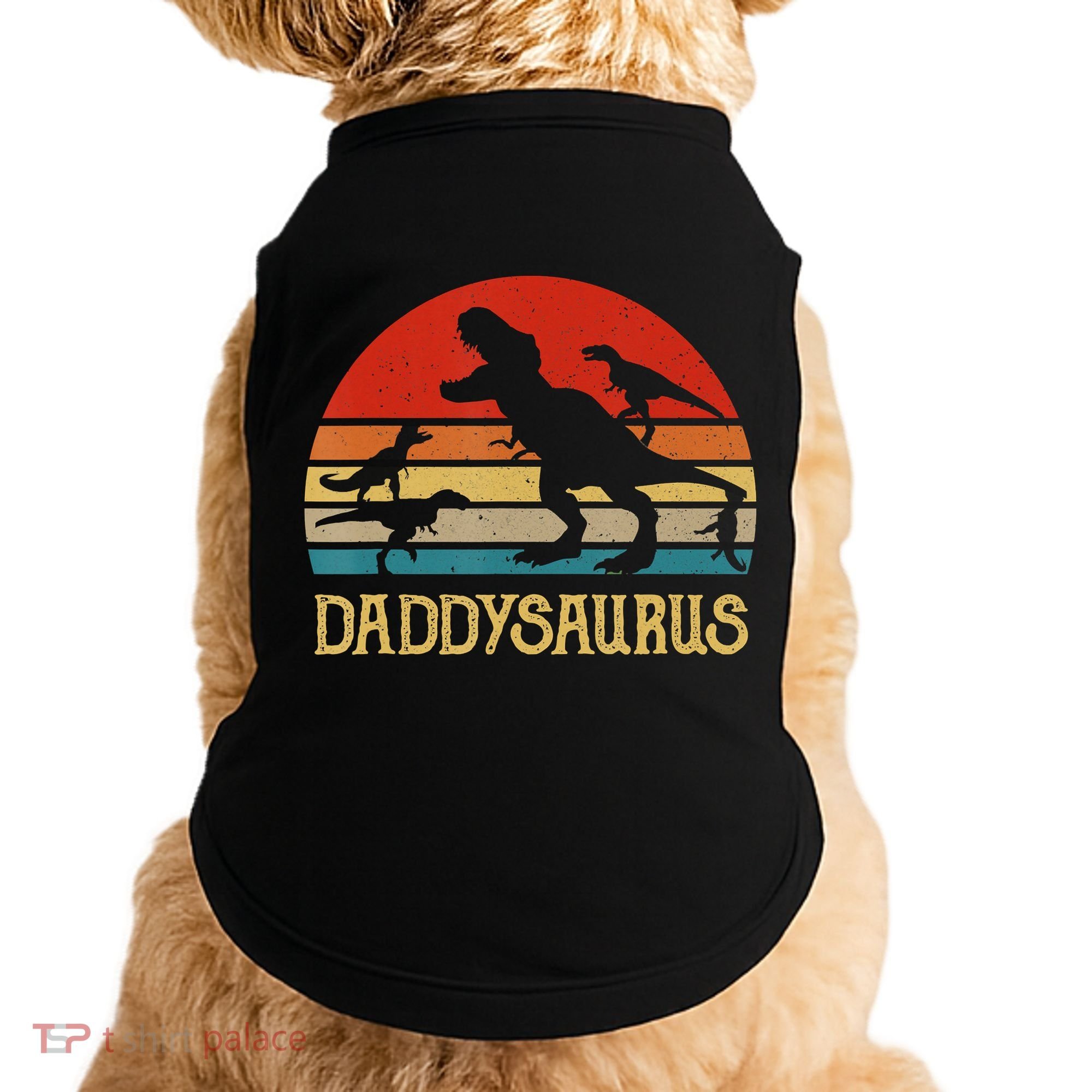 Retro Daddy Dinosaur Daddysaurus Fathers Day Doggie Tank