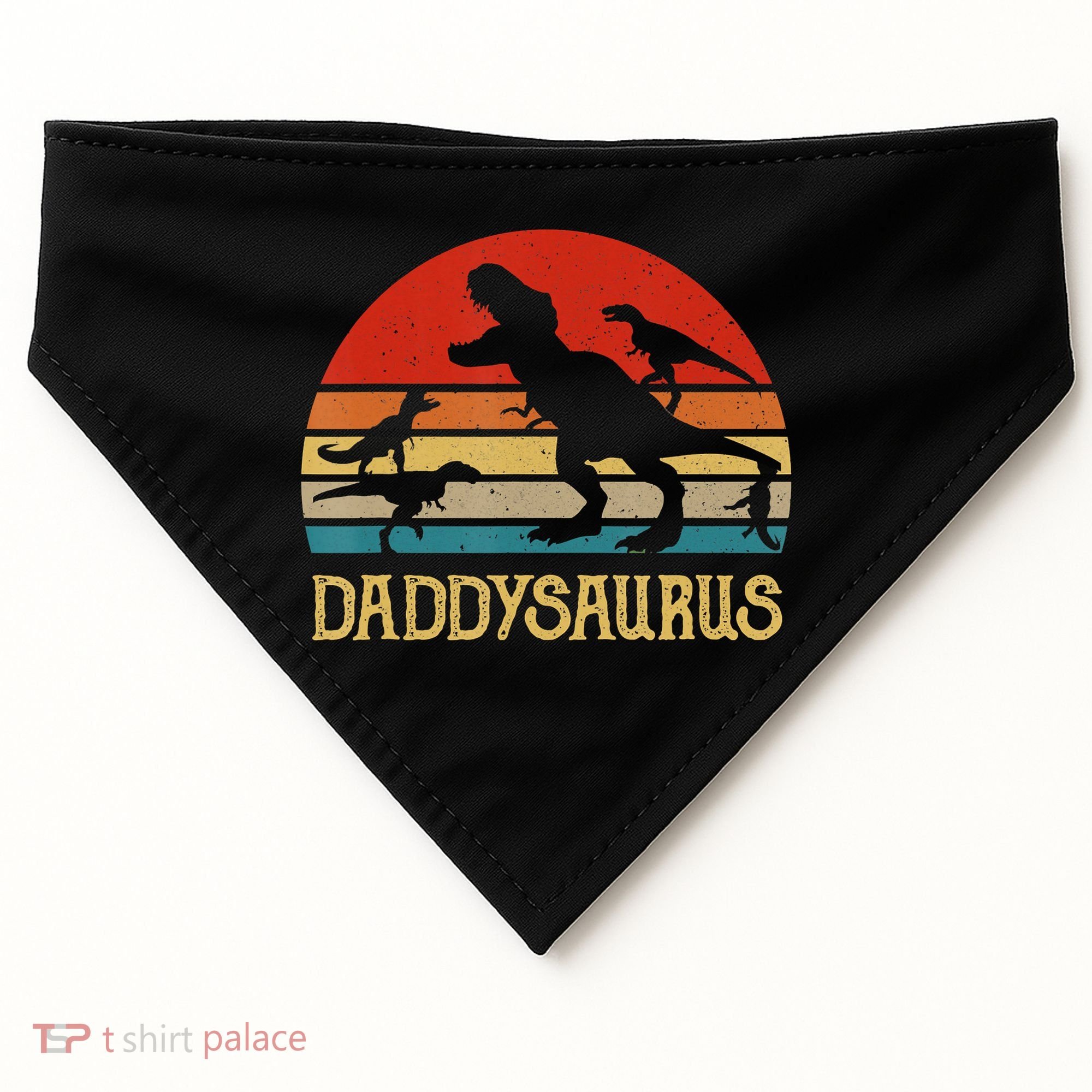 Retro Daddy Dinosaur Daddysaurus Fathers Day USA-Made Doggie Bandana