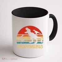 Retro Daddy Dinosaur Daddysaurus Fathers Day Coffee Mug thumb 1