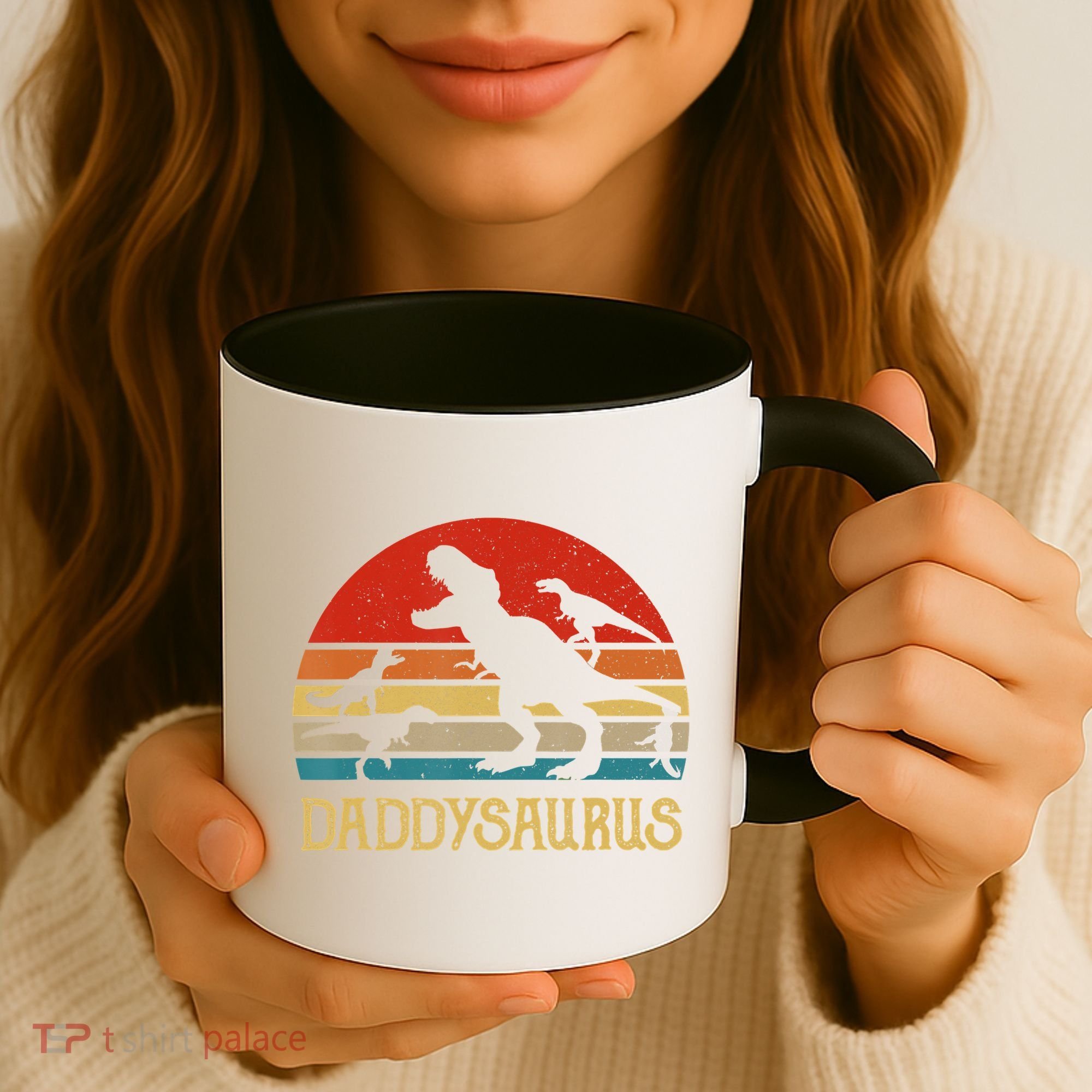 Retro Daddy Dinosaur Daddysaurus Fathers Day Coffee Mug
