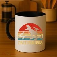 Retro Daddy Dinosaur Daddysaurus Fathers Day Coffee Mug thumb 4