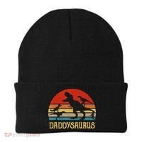 Retro Daddy Dinosaur Daddysaurus Fathers Day Beanie thumb 0