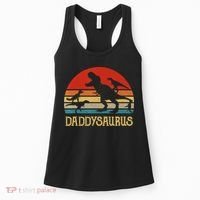 Retro Daddy Dinosaur Daddysaurus Fathers Day Women's Tank Top thumb 0