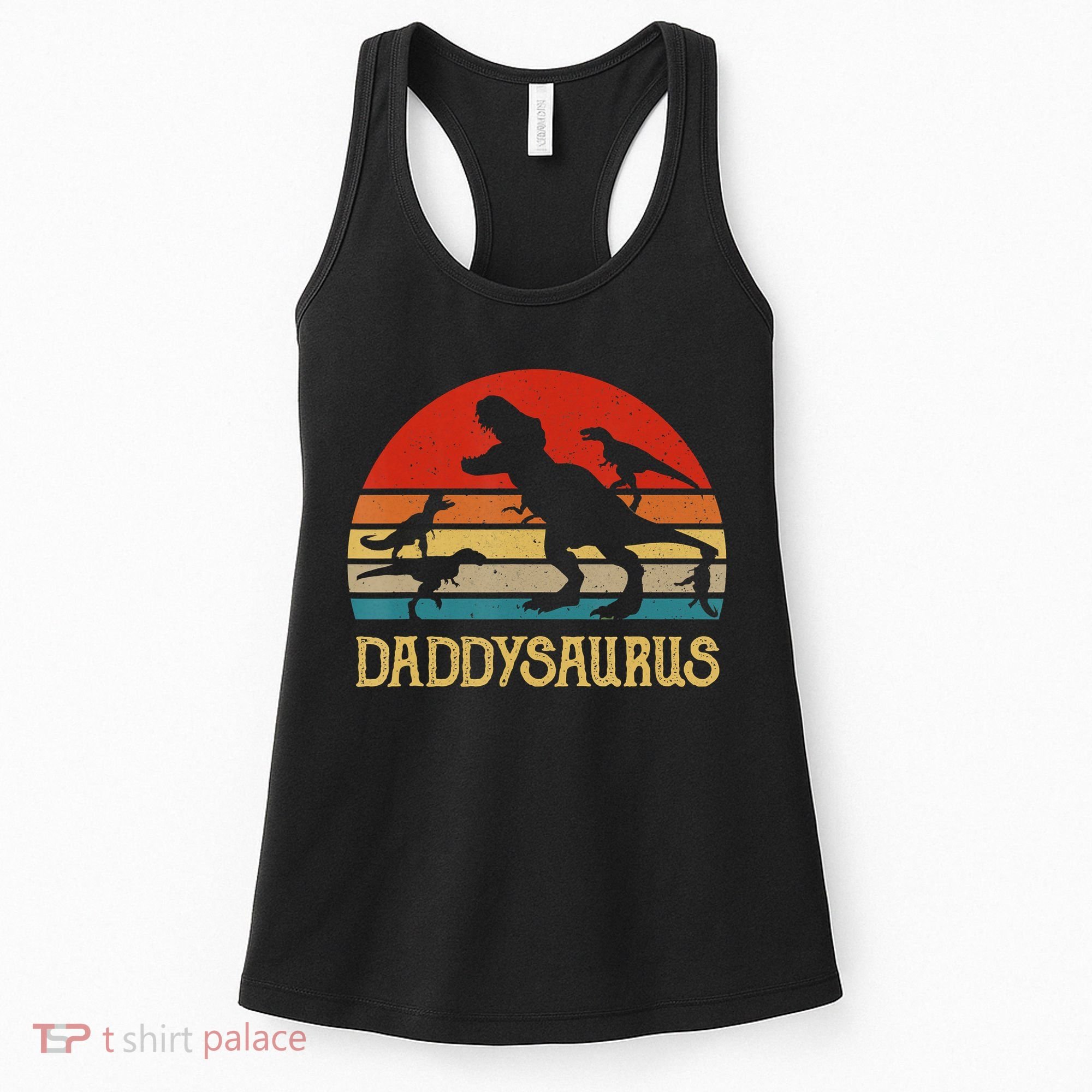 Retro Daddy Dinosaur Daddysaurus Fathers Day Women's Tank Top