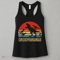 Retro Daddy Dinosaur Daddysaurus Fathers Day Women's Tank Top thumb 3