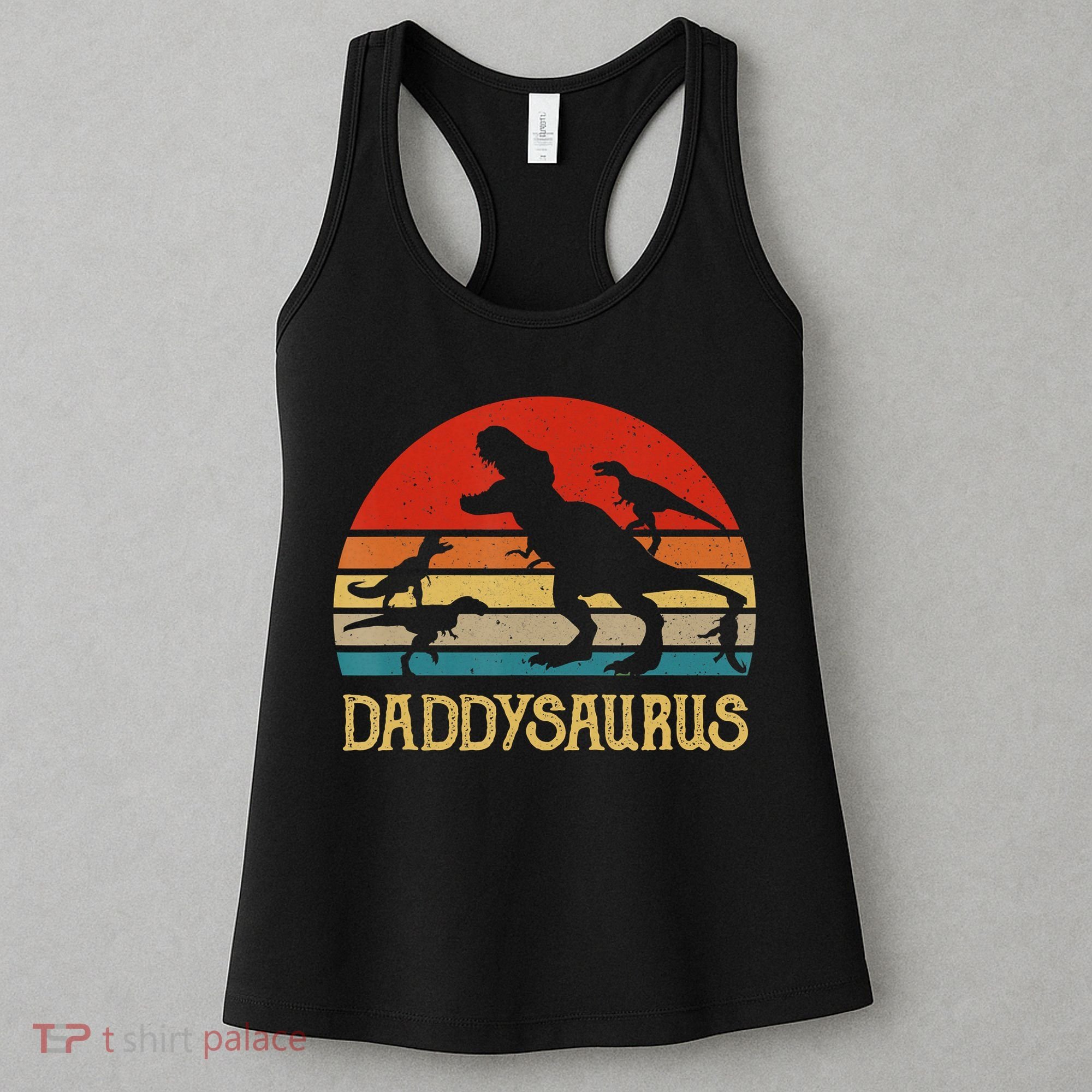 Retro Daddy Dinosaur Daddysaurus Fathers Day Women's Tank Top