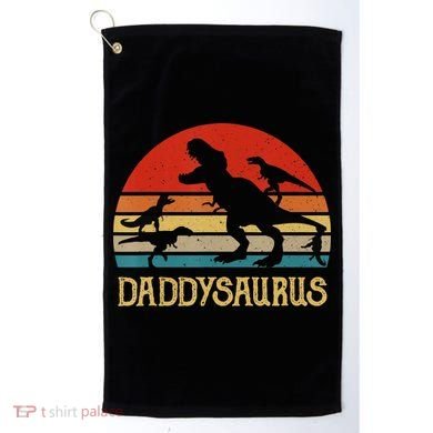 Retro Daddy Dinosaur Daddysaurus Fathers Day Golf Towel