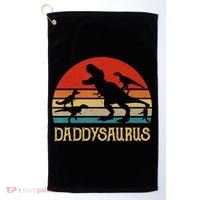 Retro Daddy Dinosaur Daddysaurus Fathers Day Golf Towel thumb 0