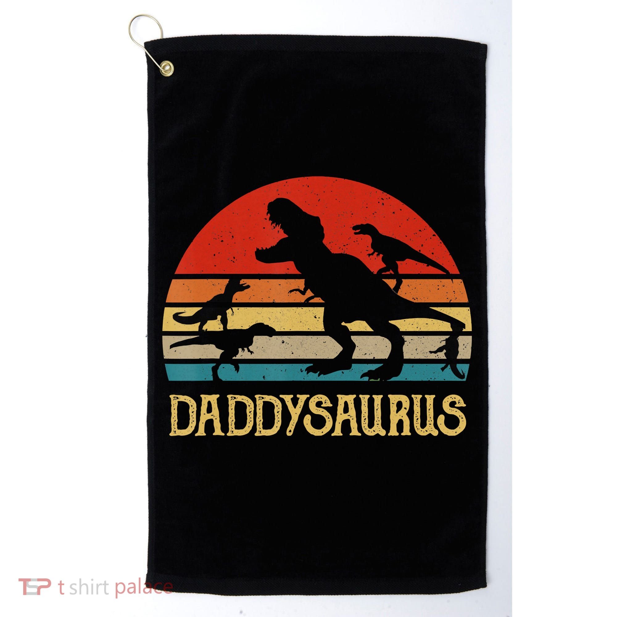 Retro Daddy Dinosaur Daddysaurus Fathers Day Golf Towel