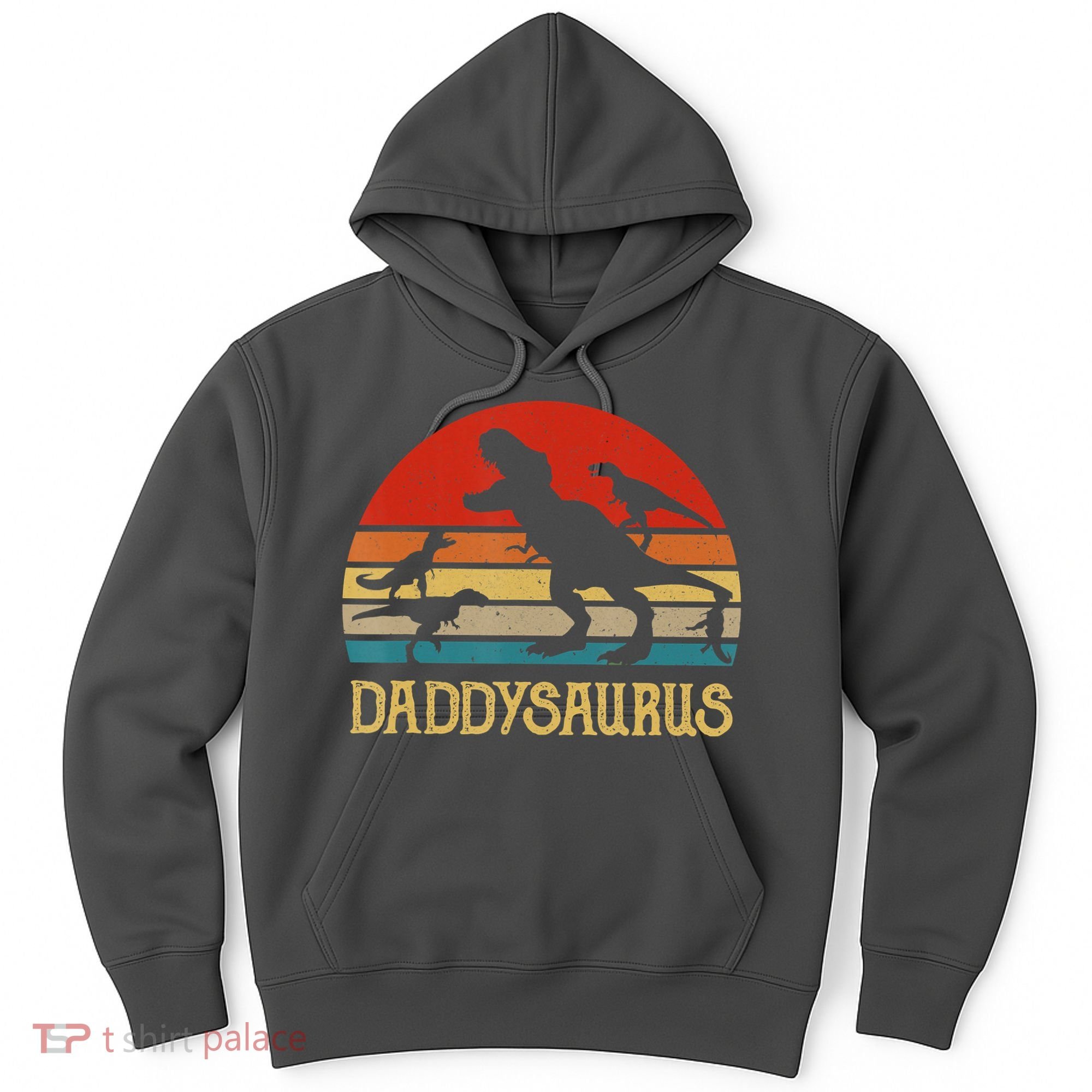 Retro Daddy Dinosaur Daddysaurus Fathers Day Hoodie