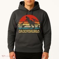 Retro Daddy Dinosaur Daddysaurus Fathers Day Hoodie thumb 2