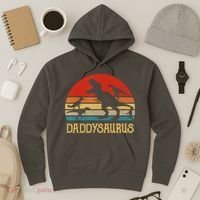 Retro Daddy Dinosaur Daddysaurus Fathers Day Hoodie thumb 3