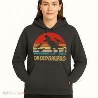 Retro Daddy Dinosaur Daddysaurus Fathers Day Hoodie thumb 5