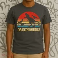 Retro Daddy Dinosaur Daddysaurus Fathers Day T-Shirt thumb 3