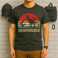 Retro Daddy Dinosaur Daddysaurus Fathers Day T-Shirt thumb 6