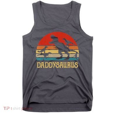Retro Daddy Dinosaur Daddysaurus Fathers Day Tank Top
