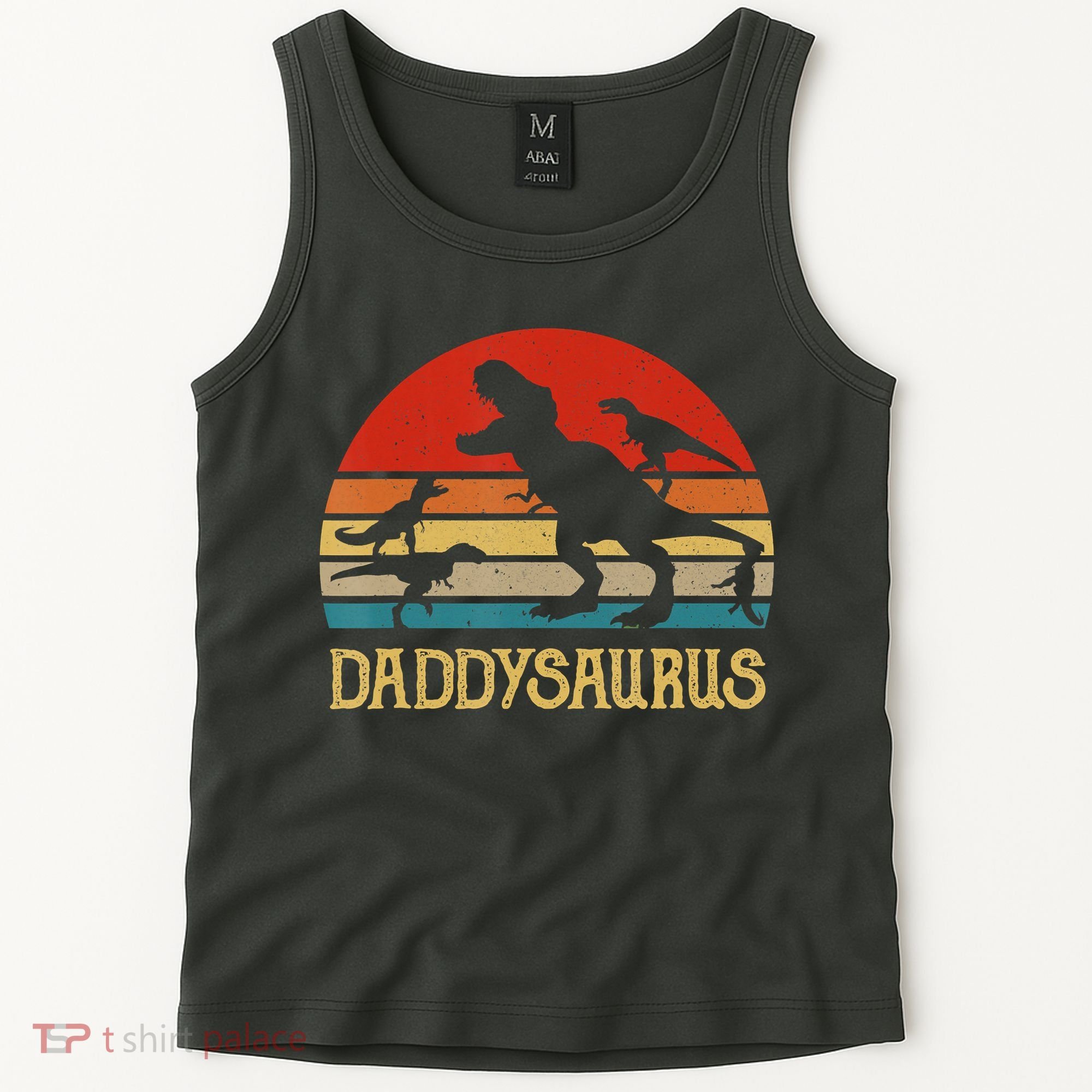 Retro Daddy Dinosaur Daddysaurus Fathers Day Tank Top