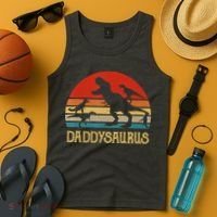 Retro Daddy Dinosaur Daddysaurus Fathers Day Tank Top thumb 4