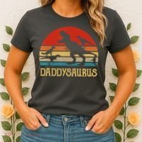 Retro Daddy Dinosaur Daddysaurus Fathers Day Women's T-Shirt thumb 2