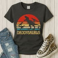 Retro Daddy Dinosaur Daddysaurus Fathers Day Women's T-Shirt thumb 3