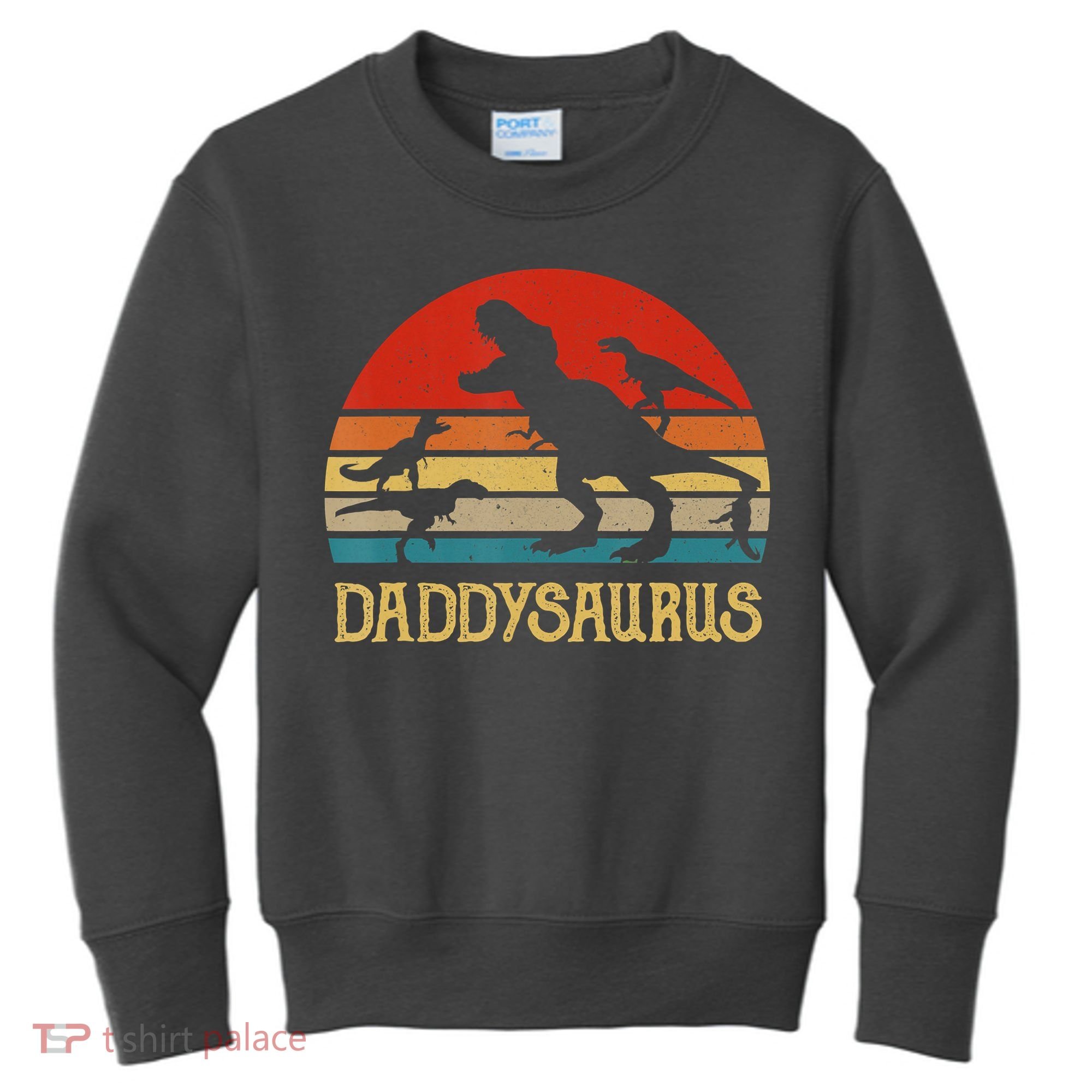 Retro Daddy Dinosaur Daddysaurus Fathers Day Kids Sweatshirt