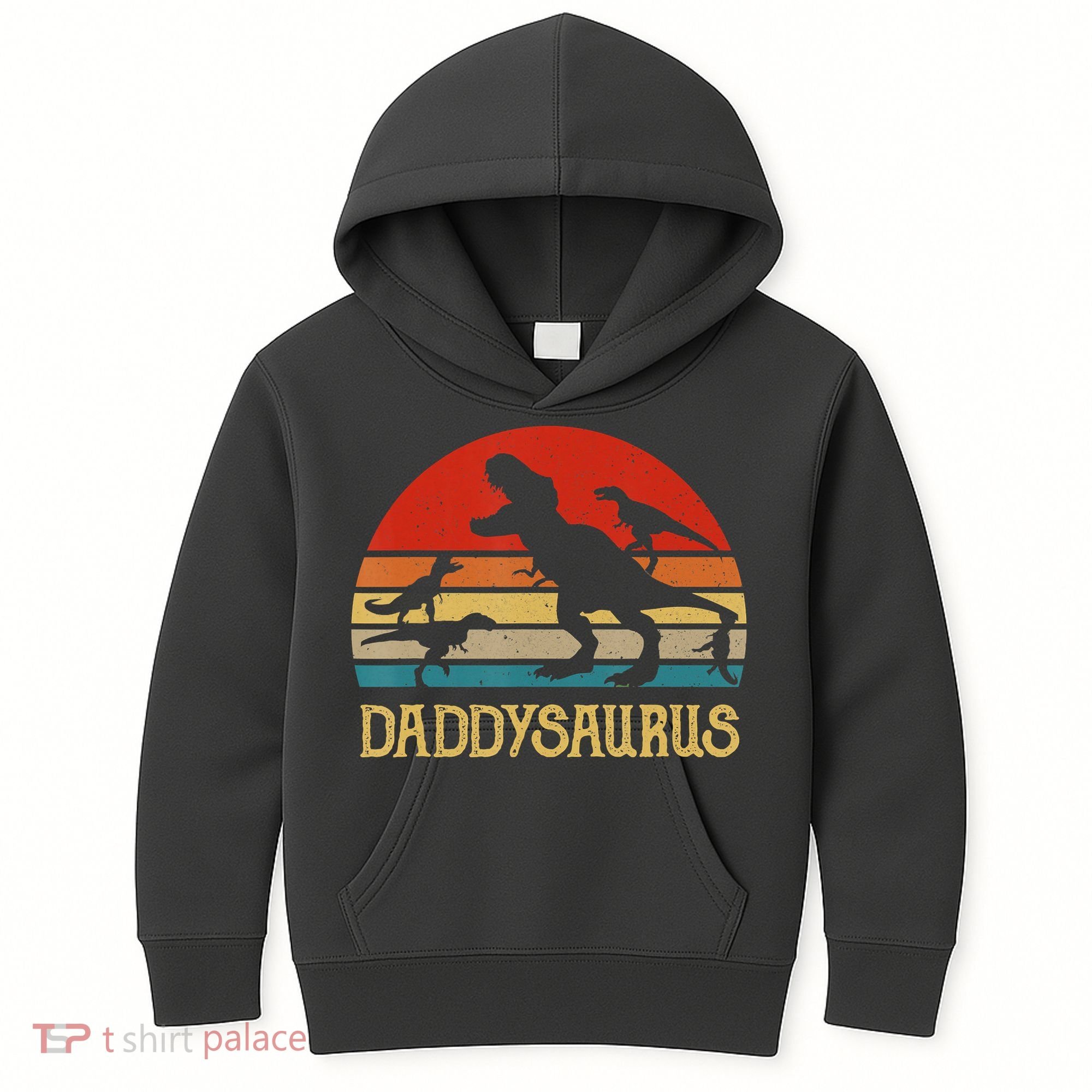 Retro Daddy Dinosaur Daddysaurus Fathers Day Kids Hoodie