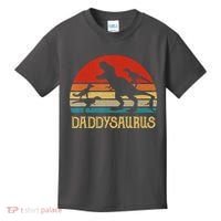 Retro Daddy Dinosaur Daddysaurus Fathers Day Kids T-Shirt thumb 0