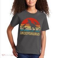 Retro Daddy Dinosaur Daddysaurus Fathers Day Kids T-Shirt thumb 2