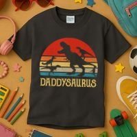 Retro Daddy Dinosaur Daddysaurus Fathers Day Kids T-Shirt thumb 3