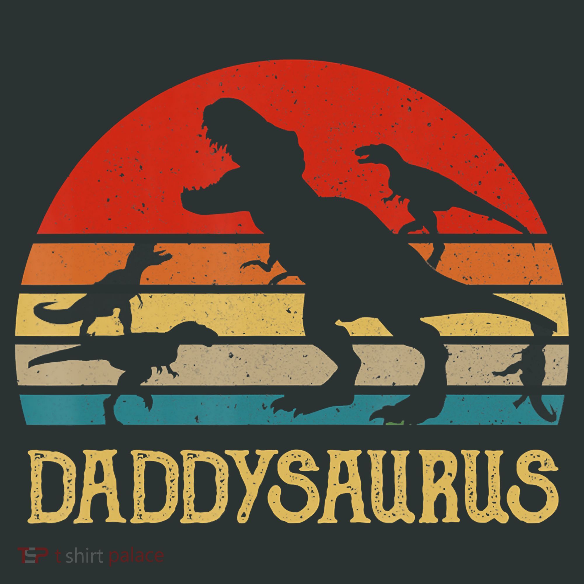 Retro Daddy Dinosaur Daddysaurus Fathers Day Kids T-Shirt