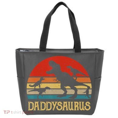 Retro Daddy Dinosaur Daddysaurus Fathers Day Tote Bag