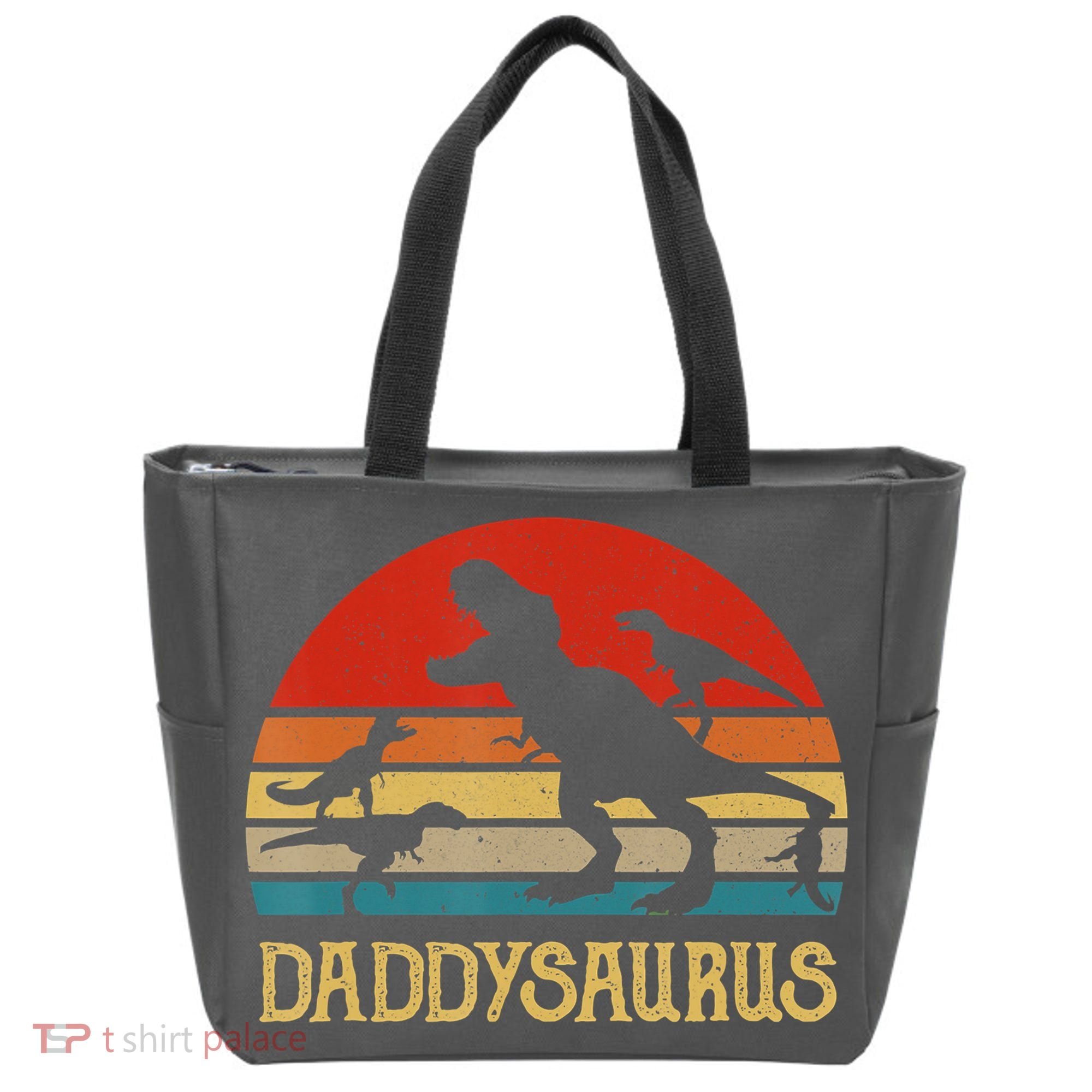 Retro Daddy Dinosaur Daddysaurus Fathers Day Tote Bag