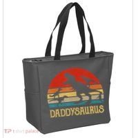 Retro Daddy Dinosaur Daddysaurus Fathers Day Tote Bag thumb 2