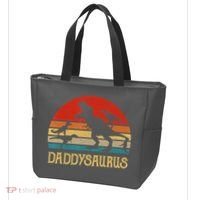 Retro Daddy Dinosaur Daddysaurus Fathers Day Tote Bag thumb 3