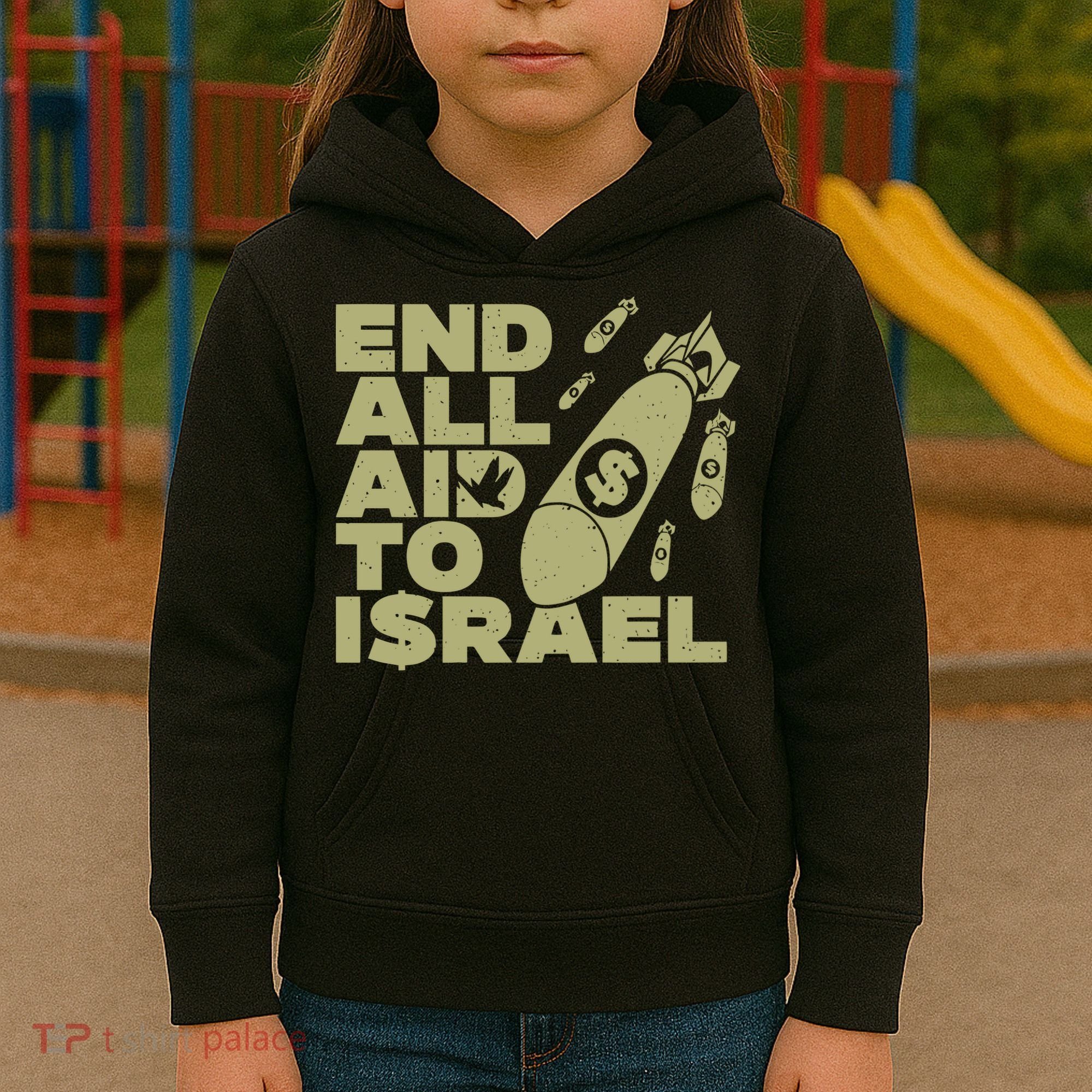 End All Aid To Israel Kids Hoodie