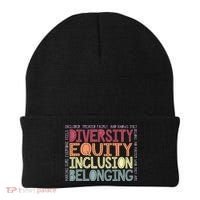 Retro Diversity Equity Inclusion Belonging DEIB Teacher Beanie thumb 0