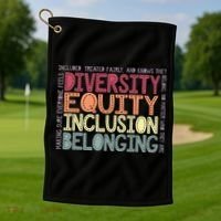 Retro Diversity Equity Inclusion Belonging DEIB Teacher Golf Towel thumb 1