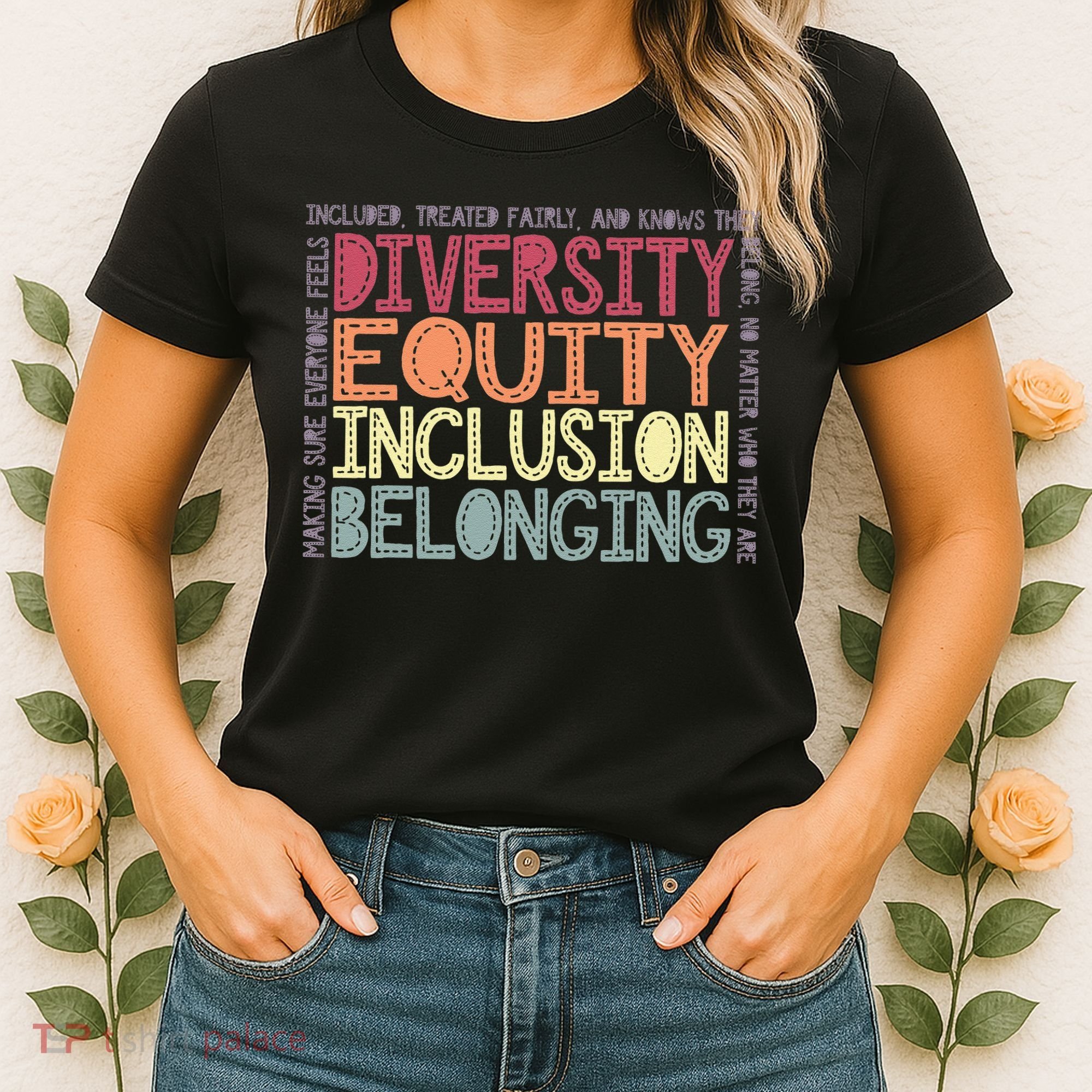 Retro Diversity Equity Inclusion Belonging DEIB Teacher Women's T-Shirt