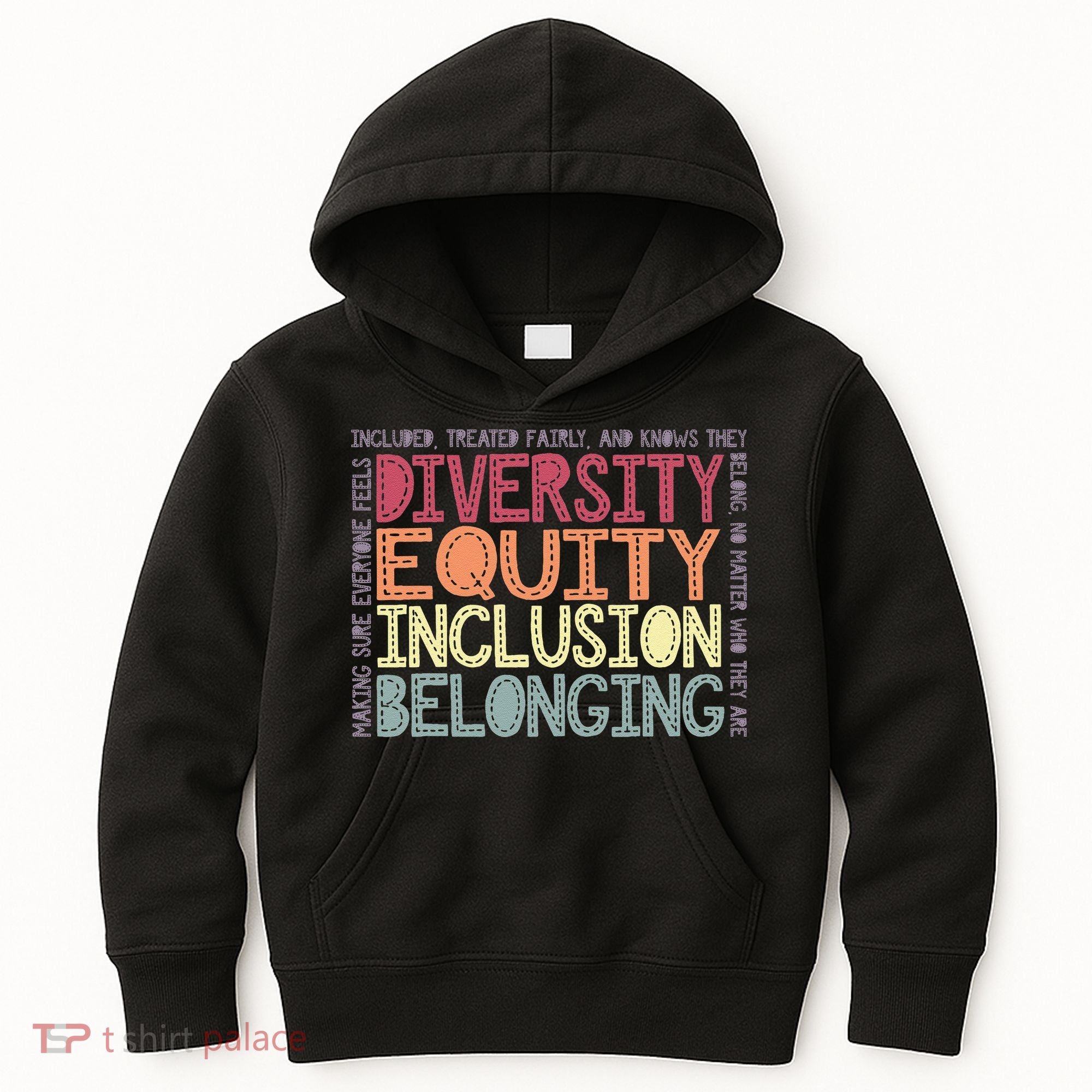 Retro Diversity Equity Inclusion Belonging DEIB Teacher Kids Hoodie