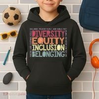 Retro Diversity Equity Inclusion Belonging DEIB Teacher Kids Hoodie thumb 2